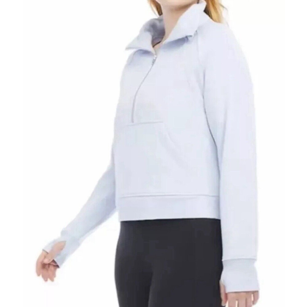 Danskin Mixed Rib Half Zip Jacket LARGE Women's Pullover Halogen Baby Blue